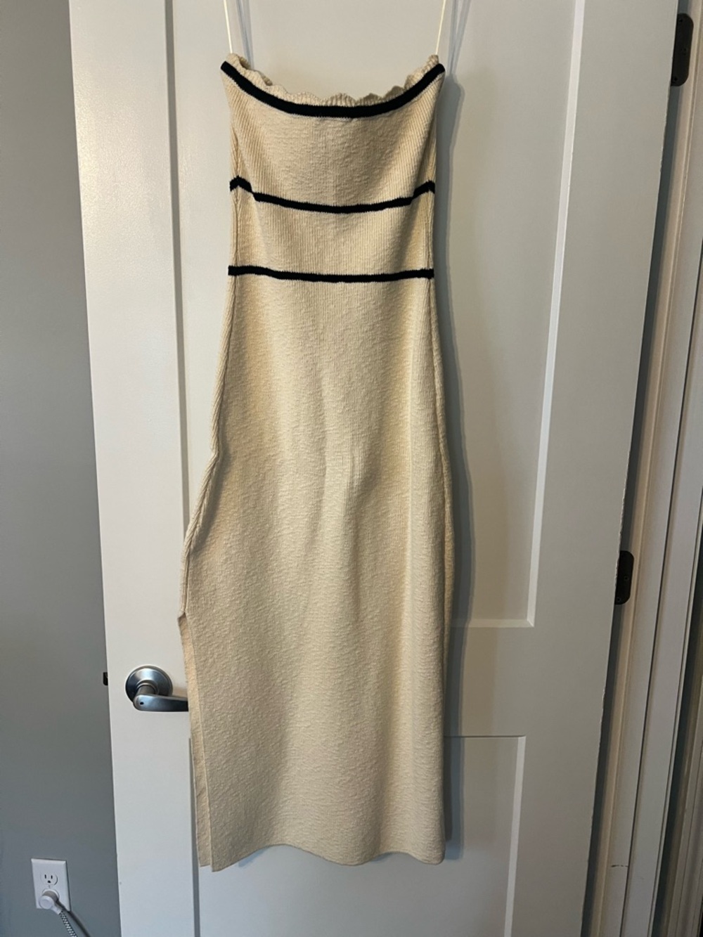 MARBLE Cream Midi Dress with Black Trim - Picture 5 of 6